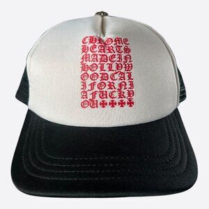 Chrome Hearts Black, White & Red Eyechart Trucker Hat
